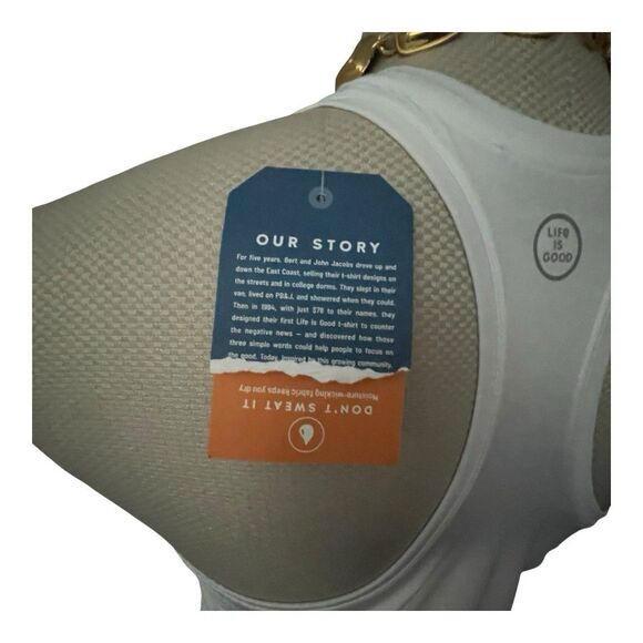 Life Is Good Shirt Womens Sz Med  White Floral Flower Graphic Tee Tank Summer - Picture 9 of 12